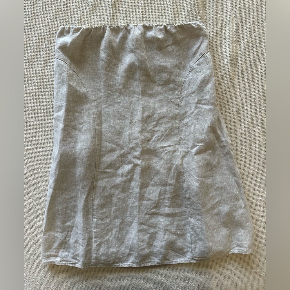 DISSH 100% Linen Light Cream Midi Skirt